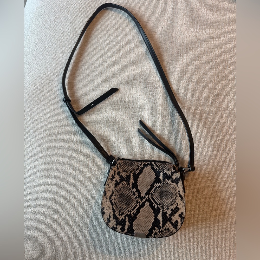 All Saints Black and Tan Snake Print Bag